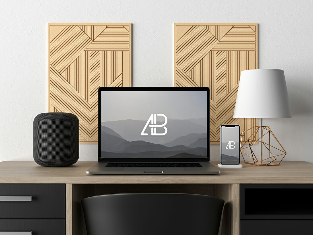 macbook pro moderne et iphone x sur le bureau