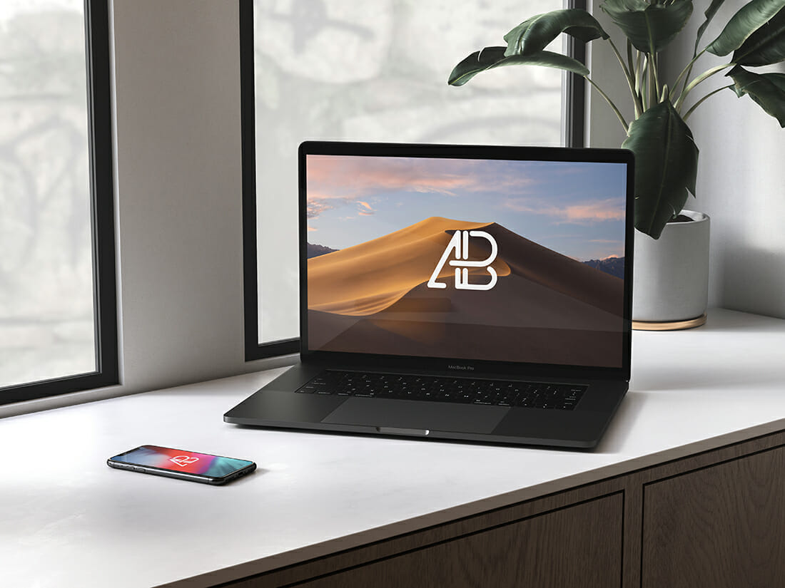 maquette moderne iphone x et macbook pro vol.3