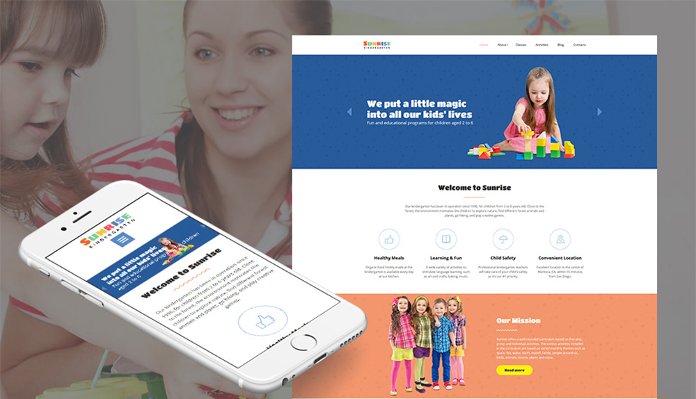 Sunrise - Kids Center & Kindergarten Moto CMS 3 Template