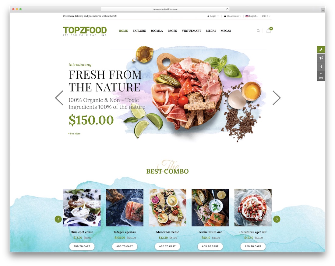 modèle de vertumart joomla topzfood