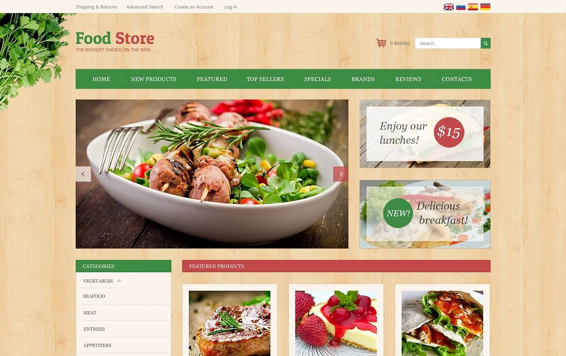 Oscommerce-Vorlage für das Home-Restaurant