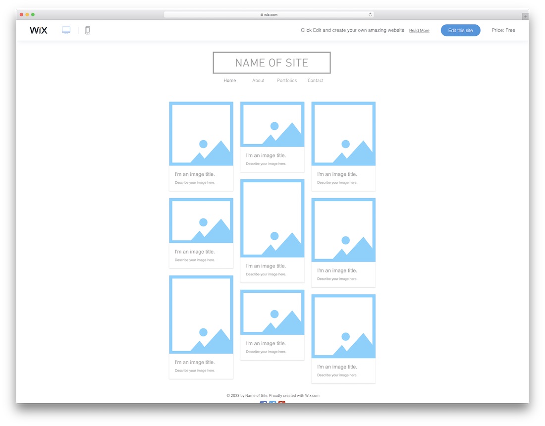 modelo de site em branco de layout de galeria