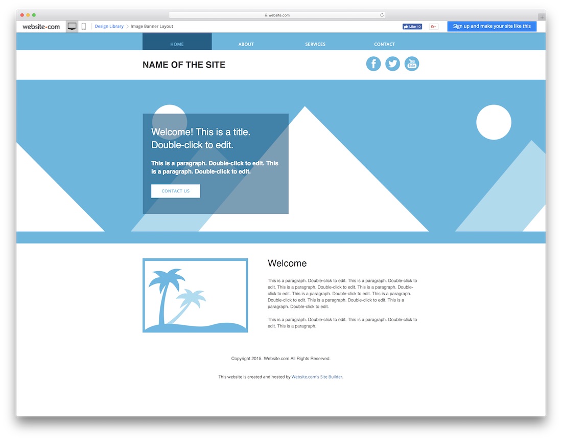 modelo de site em branco de banner de imagem