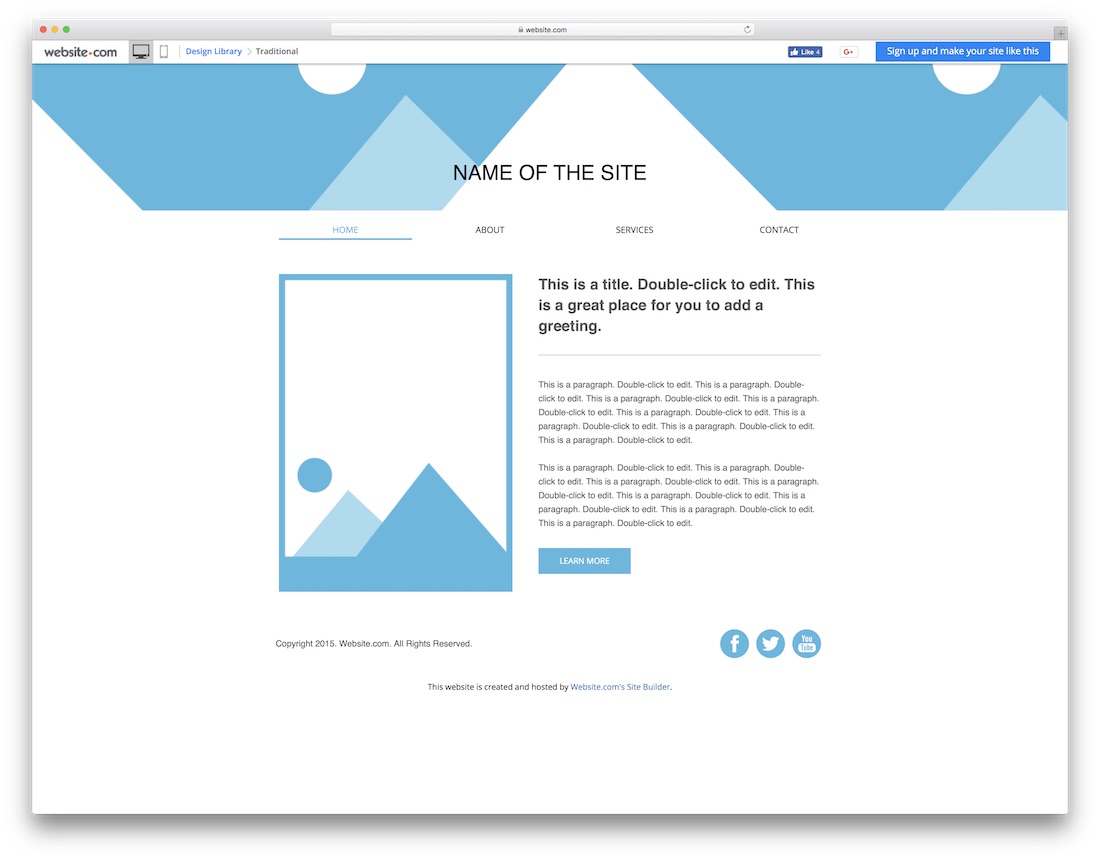 modelo de site tradicional em branco
