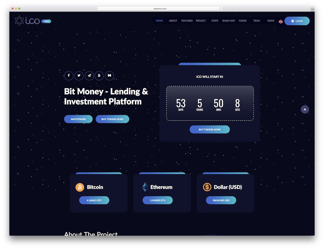 modèle de page de destination ico pro adobe muse