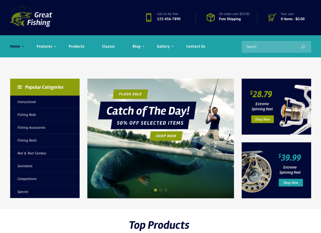 Grande pêche | Thème WordPress pour la pêche et la chasse