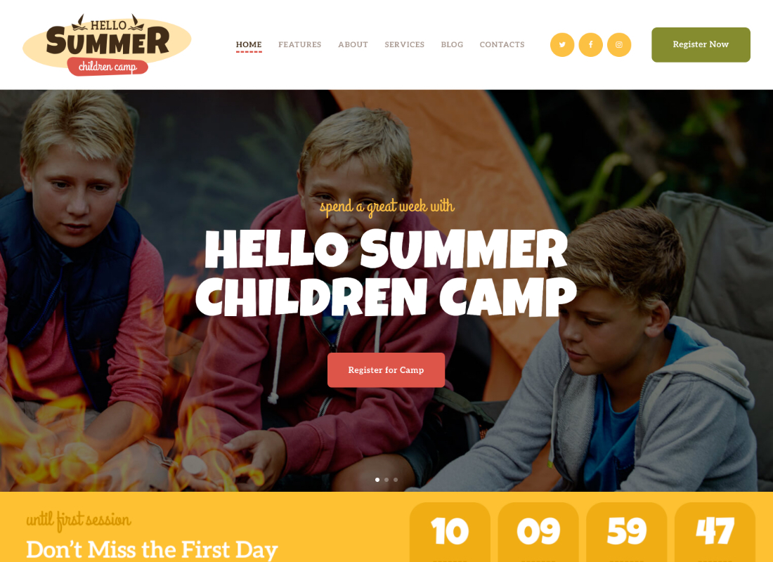 Bonjour l'été | Un thème WordPress de camp pour enfants