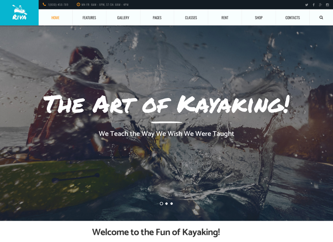 Riva | Kayak / Pagaie / Thème WordPress Sports et plein air