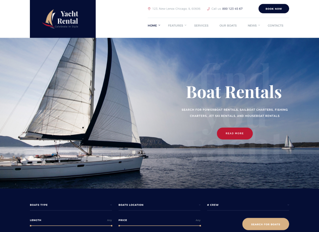 Location de yachts | Thème WordPress du service de location de yachts et de bateaux