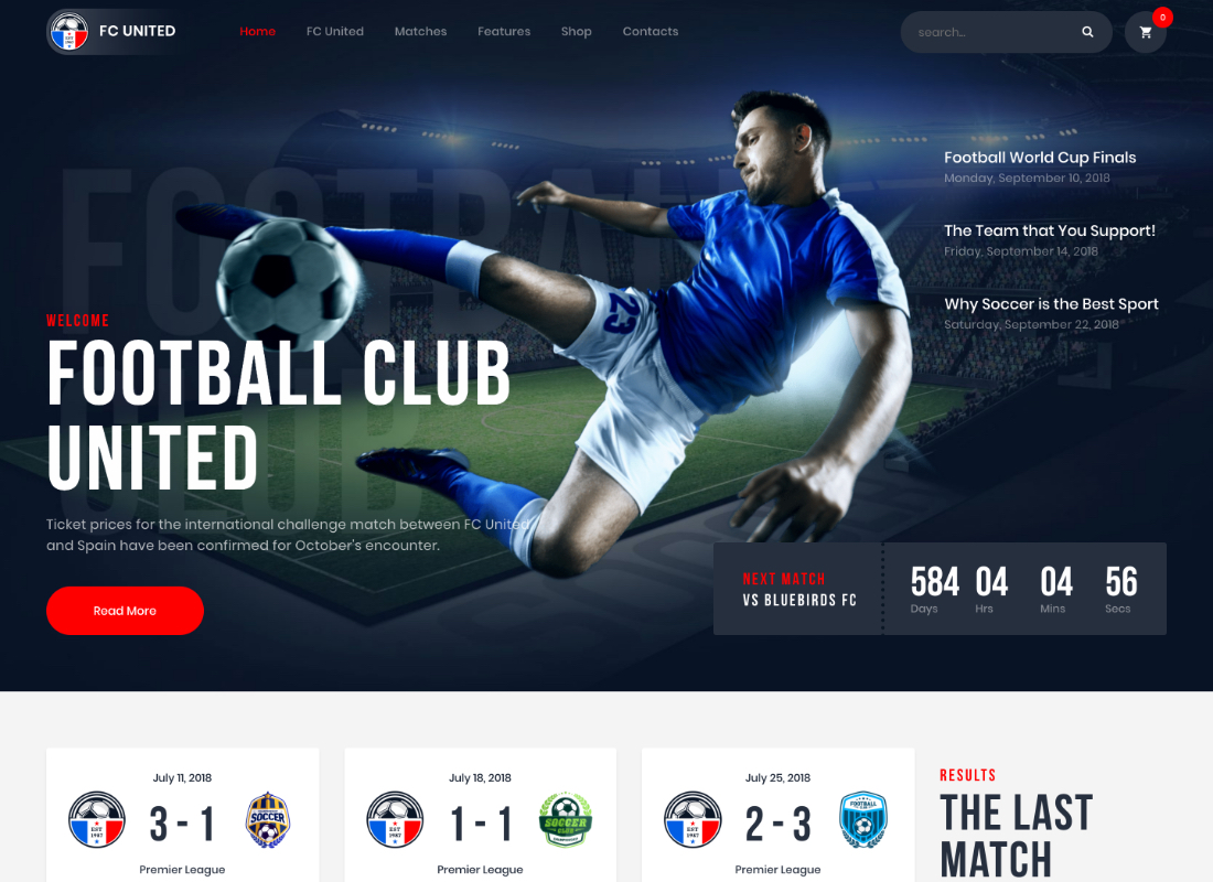 FC United | Football, Football Thème WordPress pour le sport