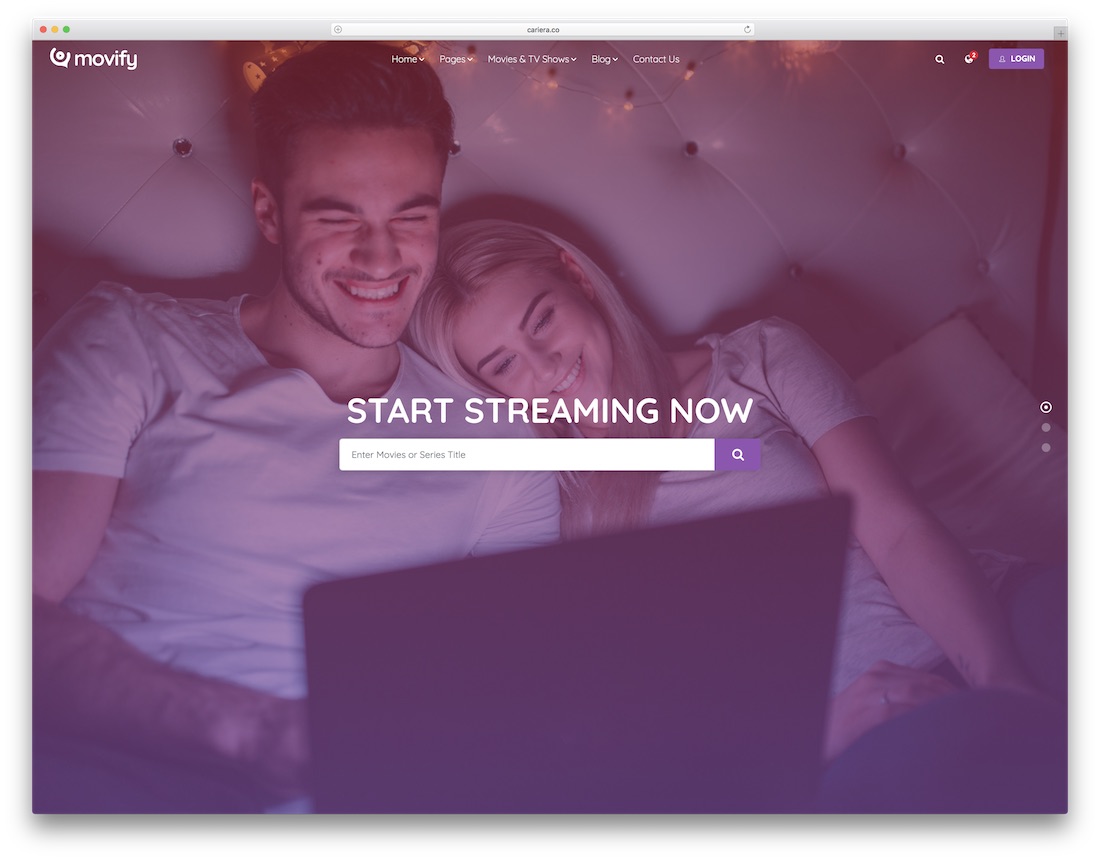 video web sitesi şablonunu taşı