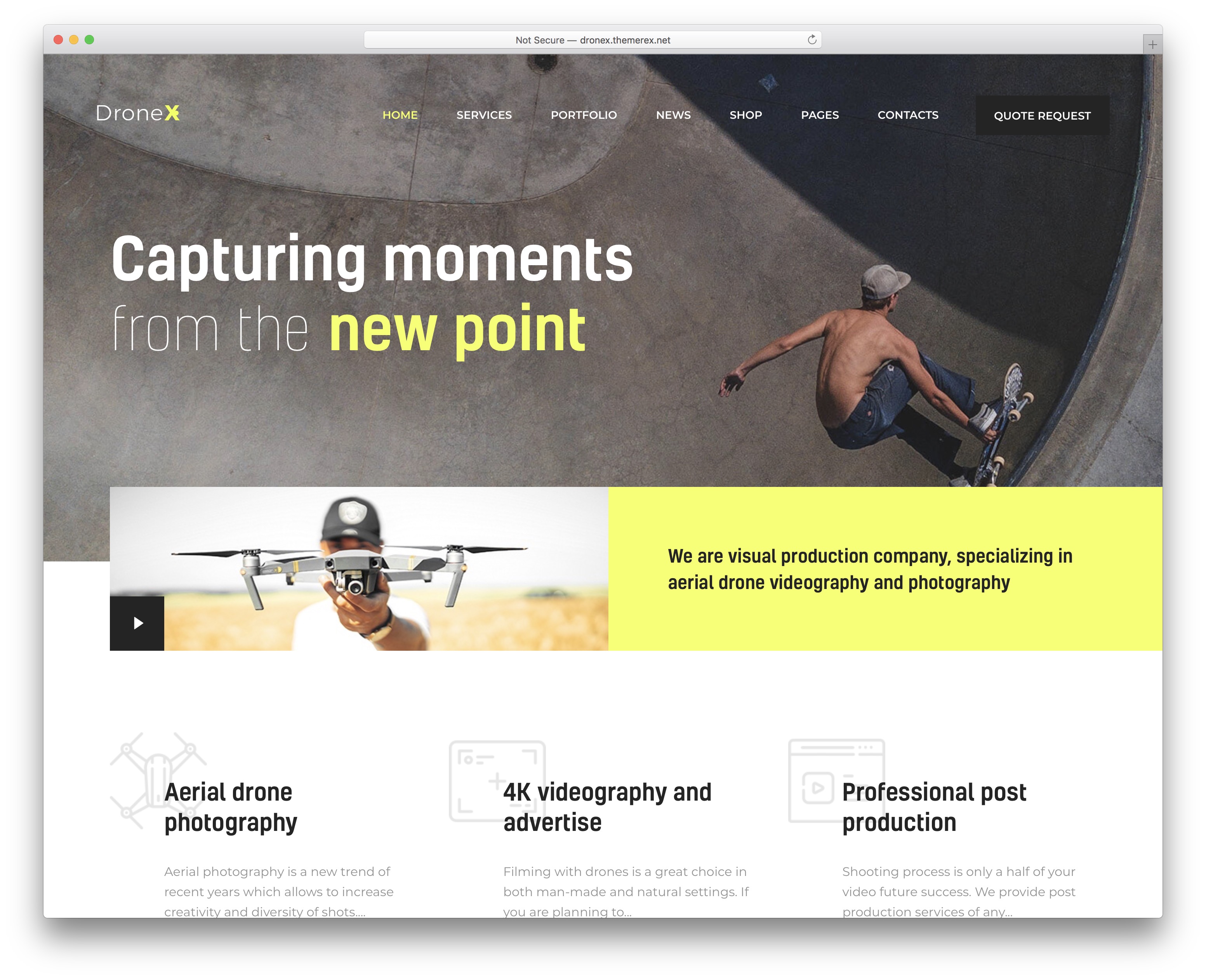 dronex video web sitesi şablonu