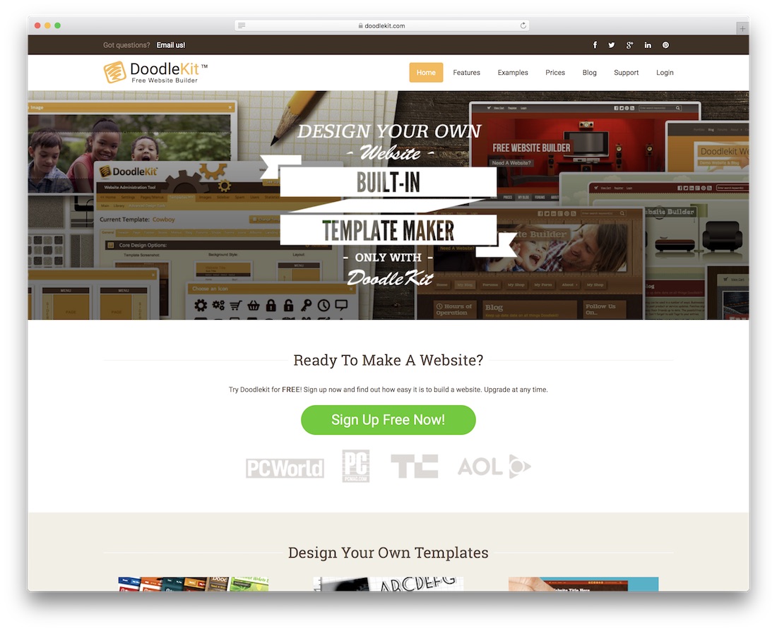constructeur de site Web d'adhésion à doodlekit