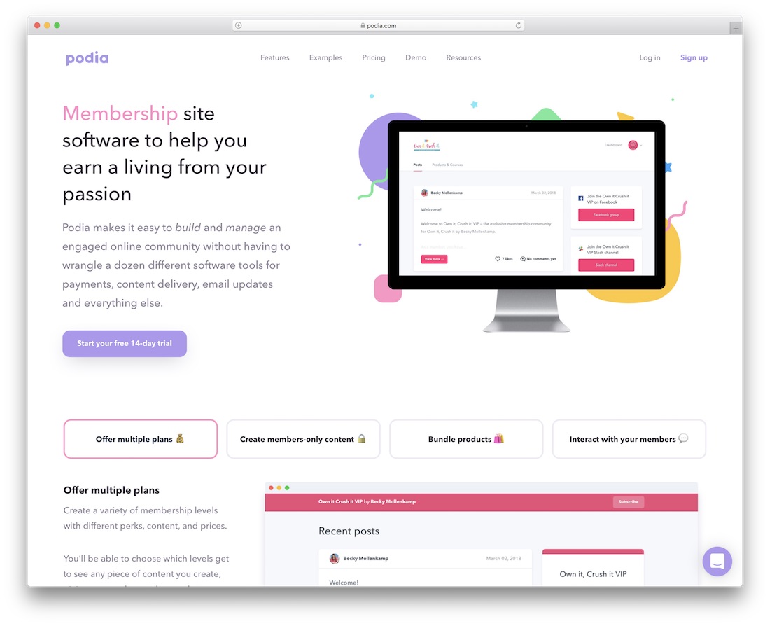 créateur de site Web d'adhésion podia