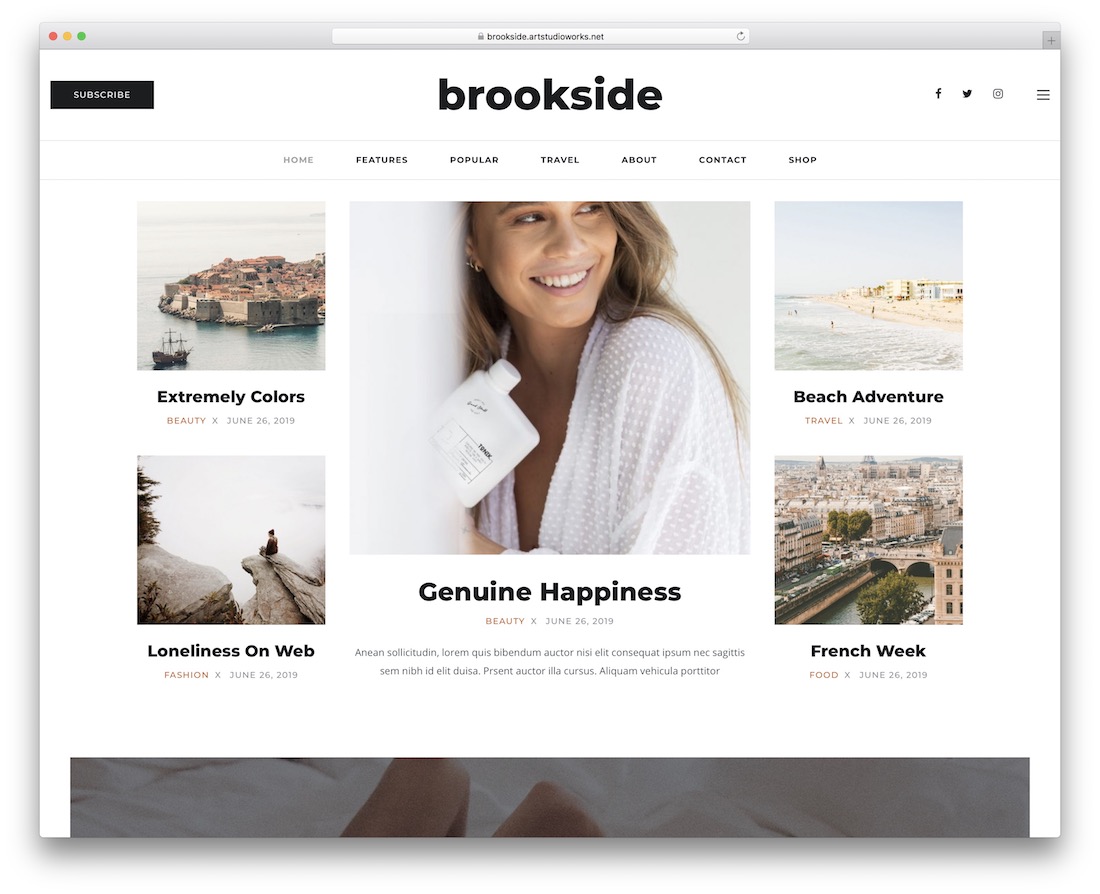 modèle de site Web d'écrivain de brookside