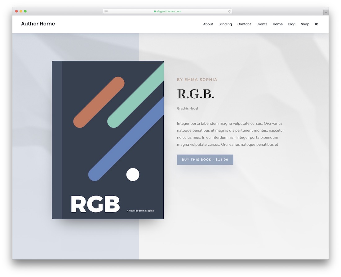 modèle de site Web d'écrivain divi