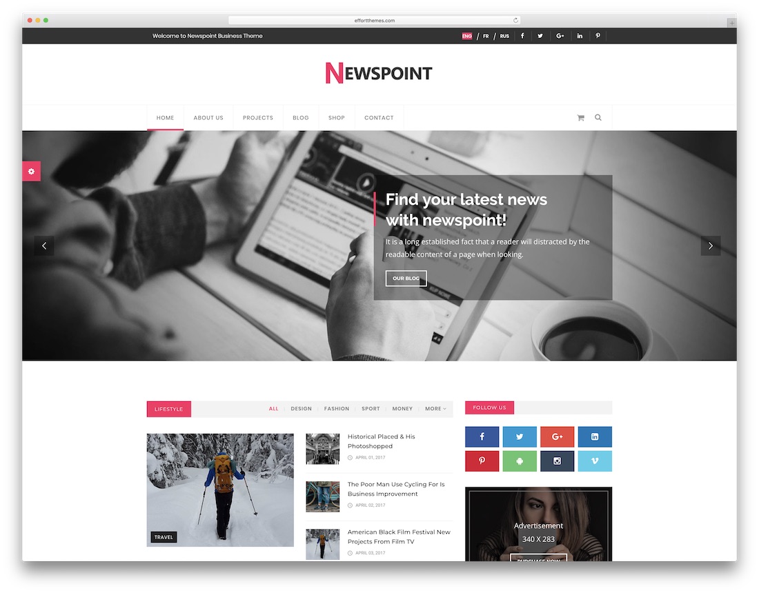 modèle de site Web d'écrivain de point de presse