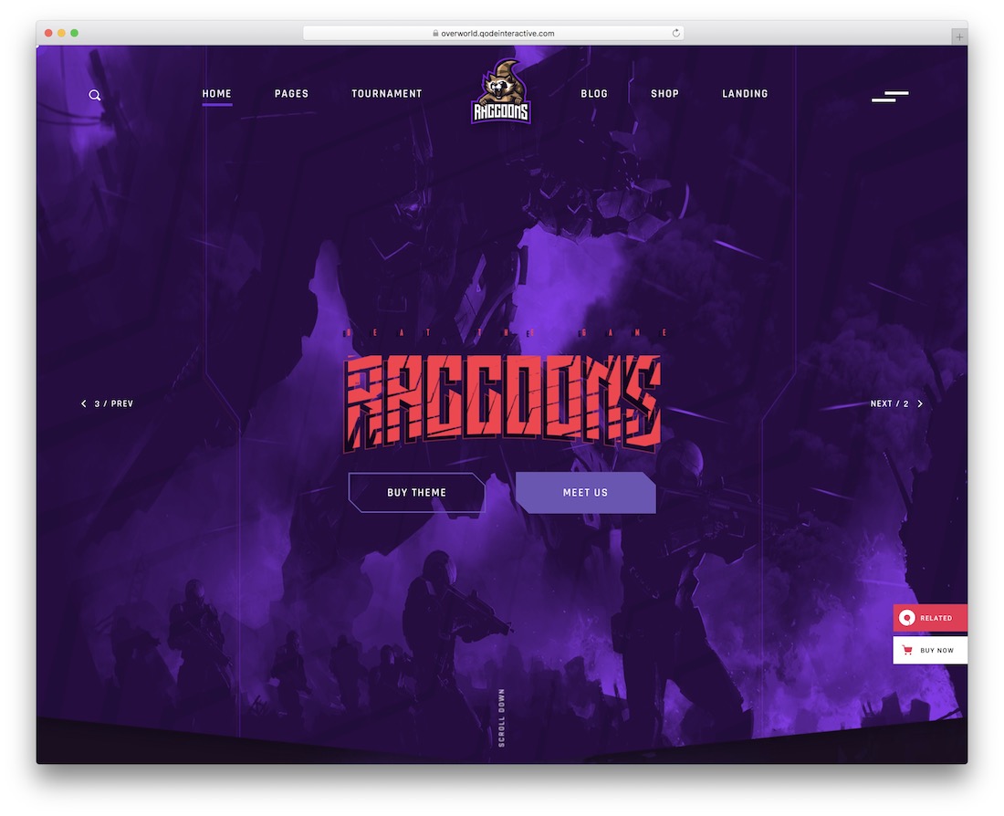 Vorlage für die Esports-Website von Overworld