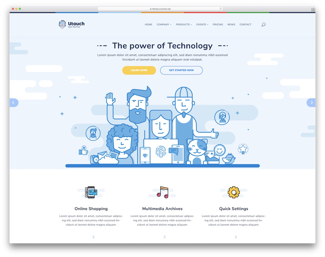 utouch etkileşimli web sitesi şablonu
