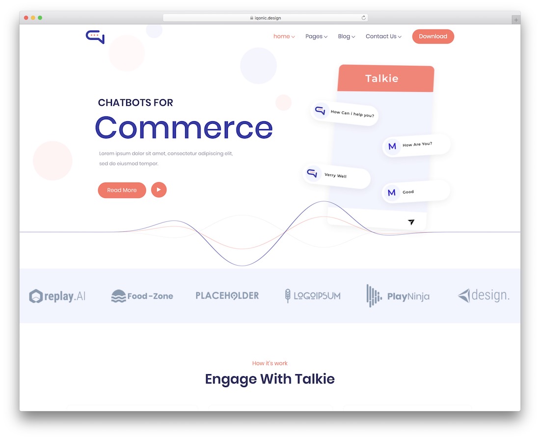 talkie interaktif web sitesi şablonu
