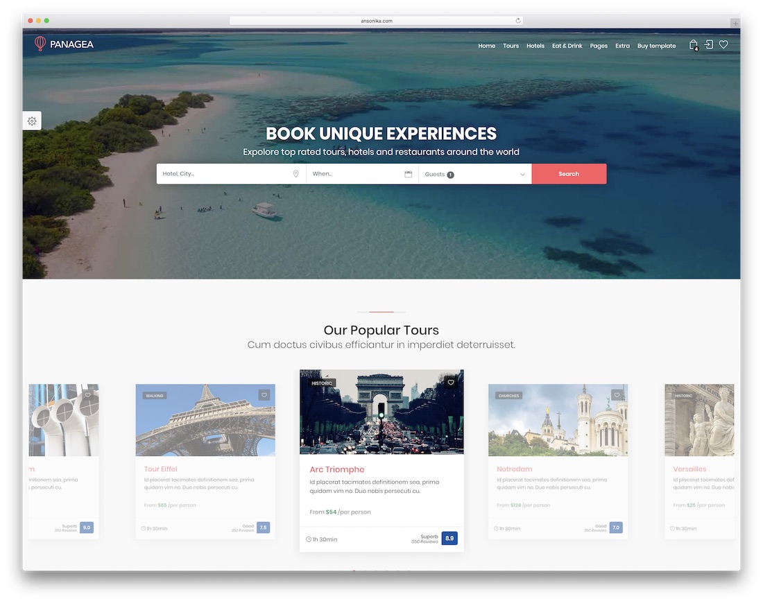 panagea interaktif web sitesi şablonu