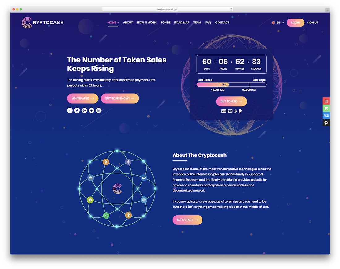kripto para etkileşimli web sitesi şablonu
