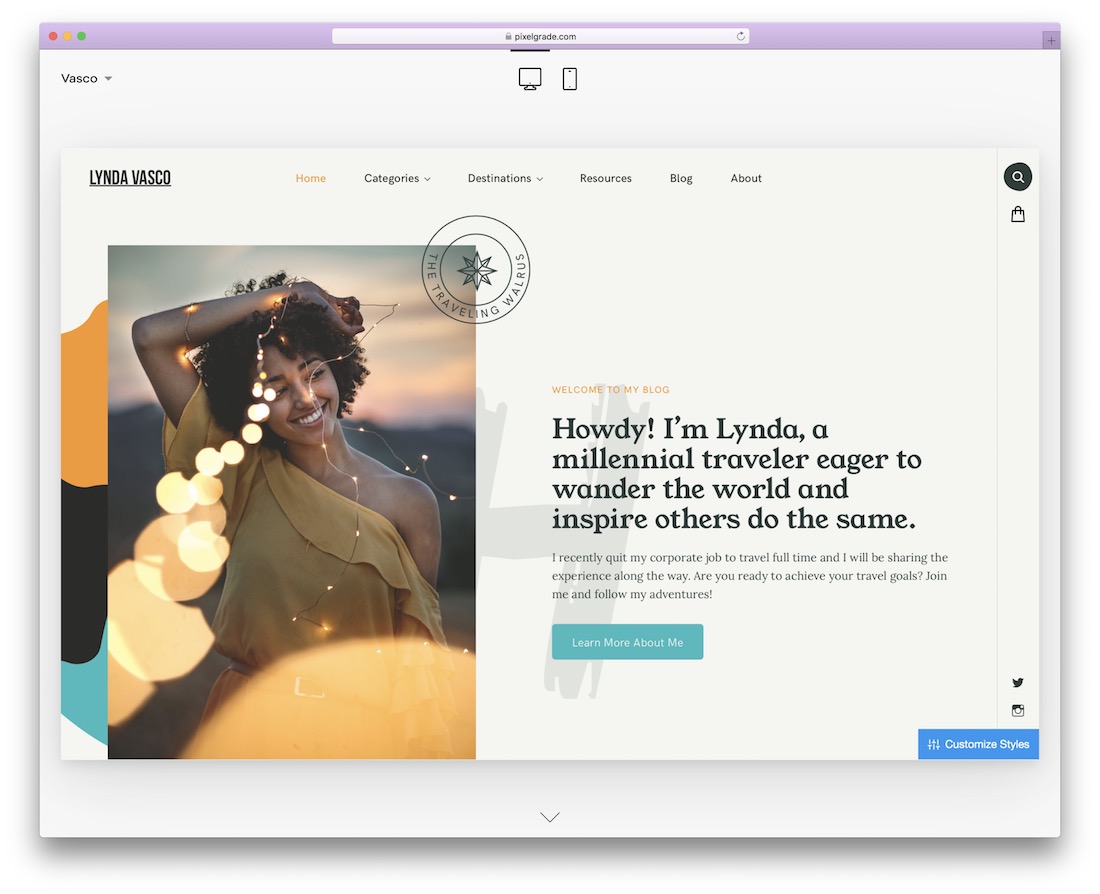 modèle de site Web de voyage vasco