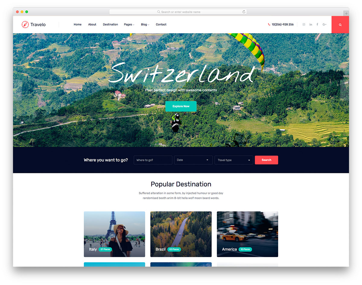 Modèle gratuit de Travelo
