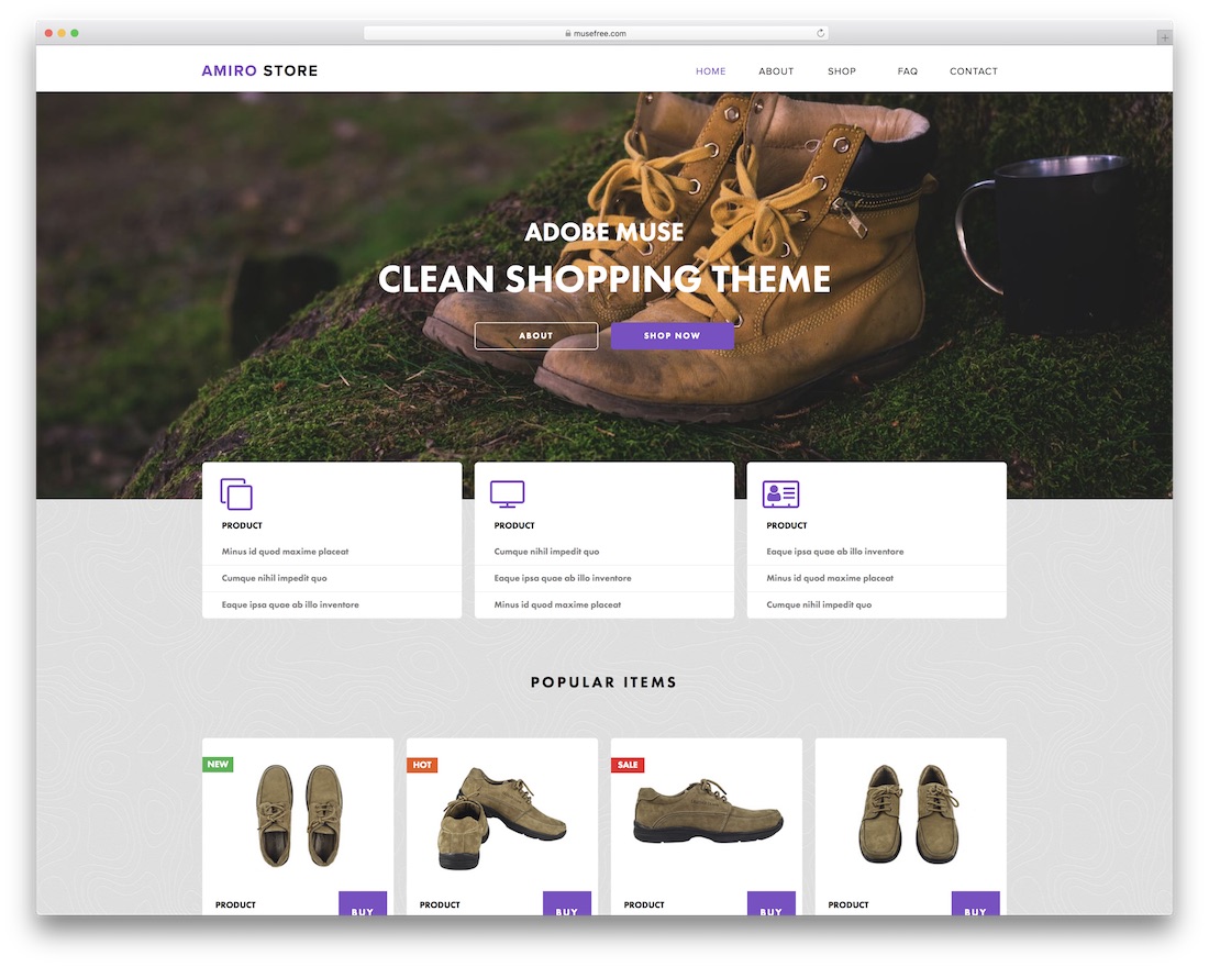 modèle de muse adobe gratuit pour le magasin amiro