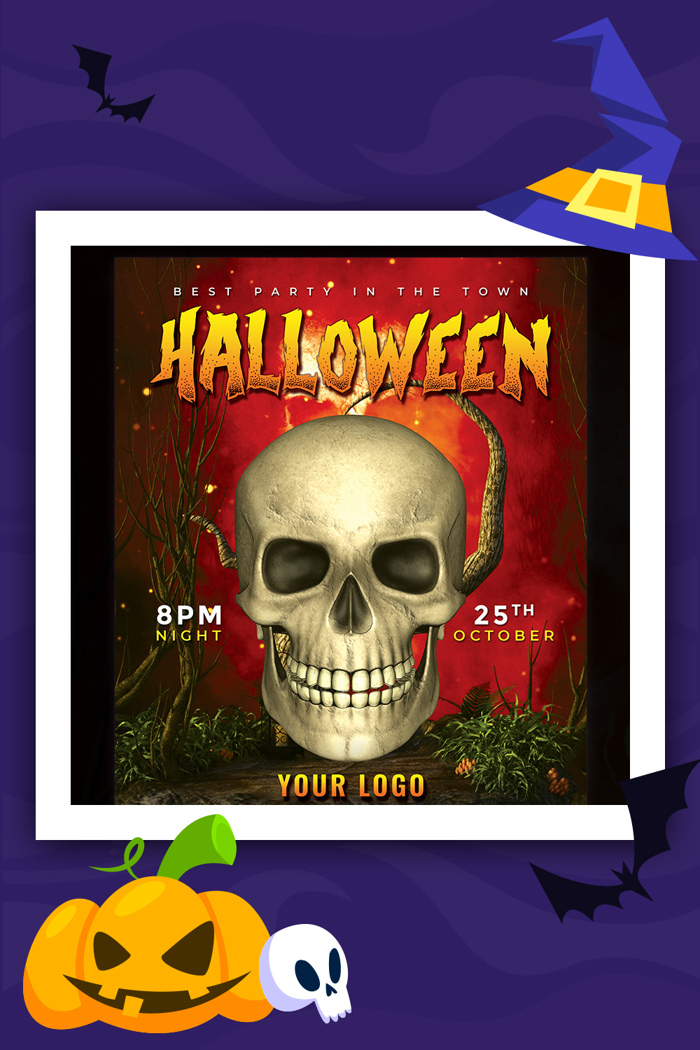 Folheto de festa de Halloween - modelo de identidade corporativa PSD