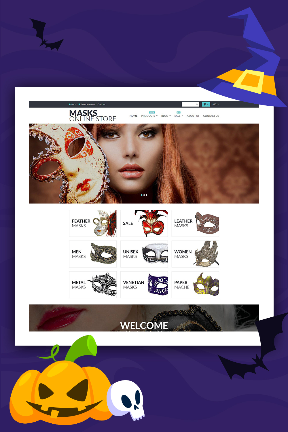 Máscaras - modelo de loja Entertainment Shopify