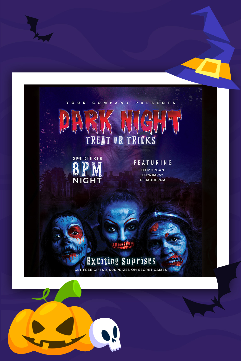 Dark Night - Halloween Party Flyer Design Modelo de identidade corporativa