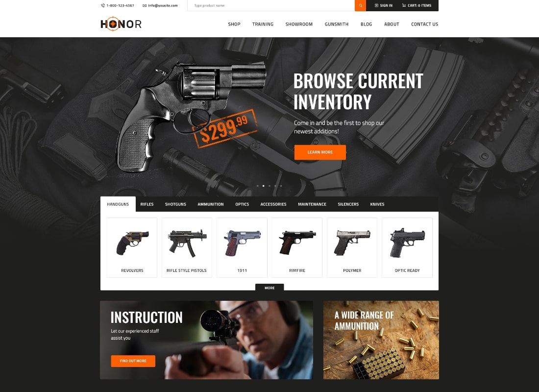 Honneur | Thème WordPress pour club de tir et magasin d'armes