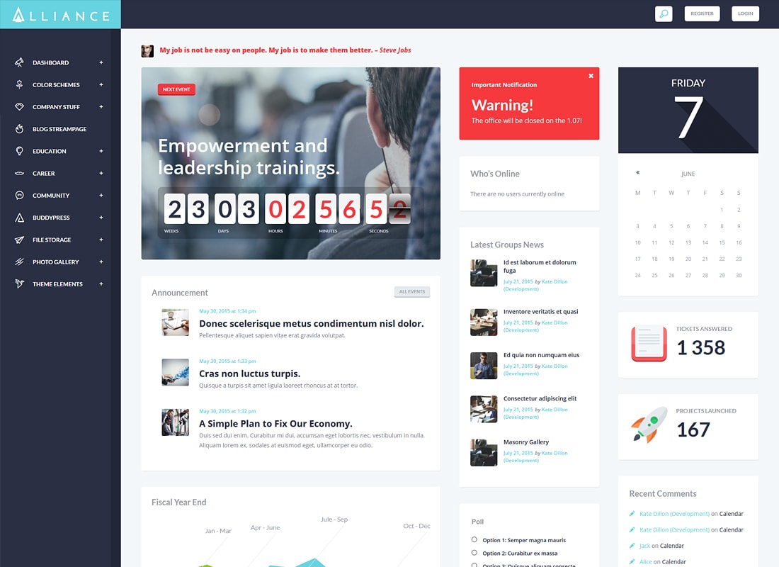 Alliance | Tema WordPress para intranet e extranet