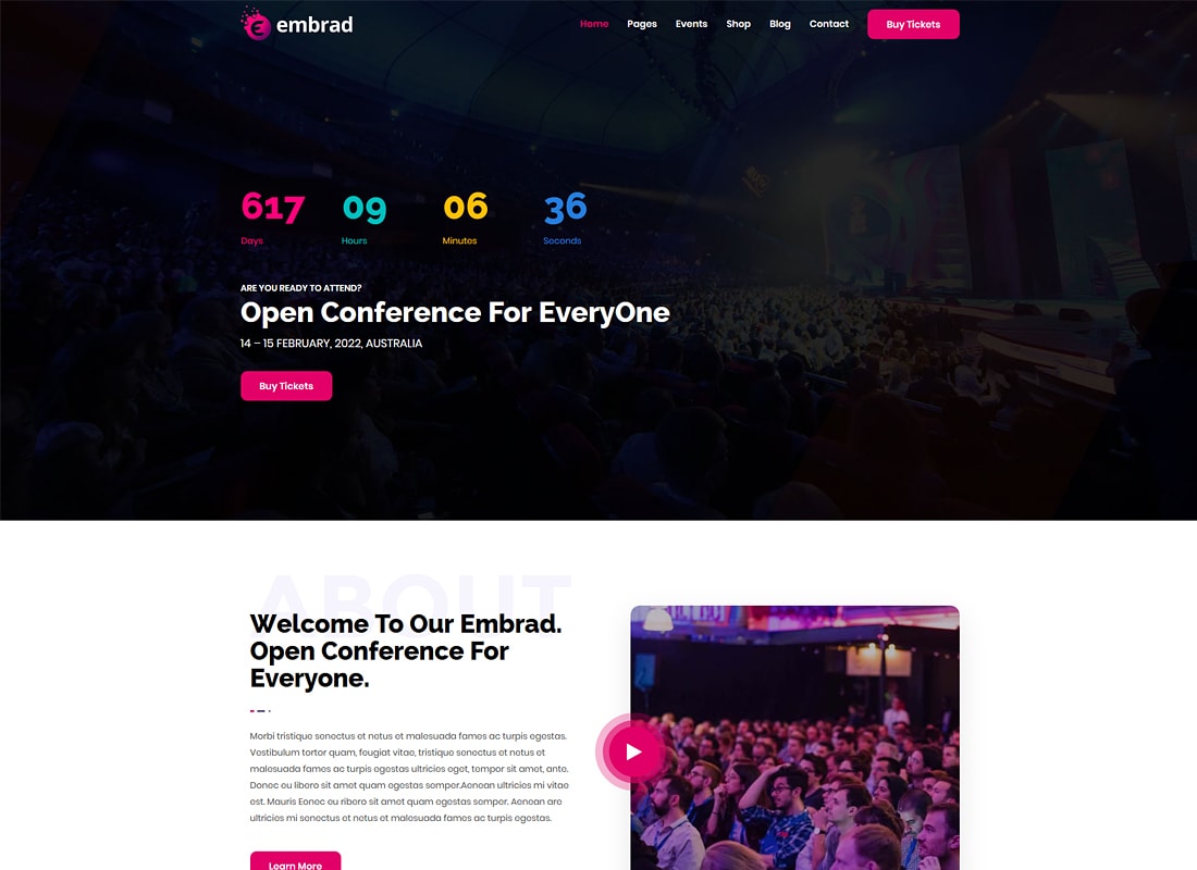 Embrad | Tema WordPress para eventos e conferências