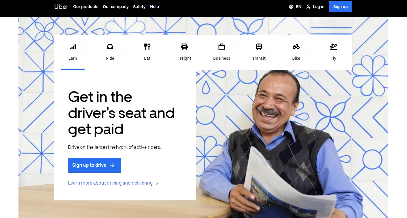 Exemple de CTA Uber