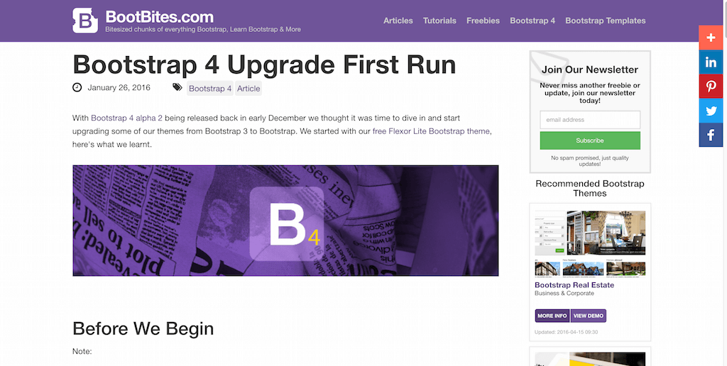Bootstrap 4 Upgrade Erstlauf