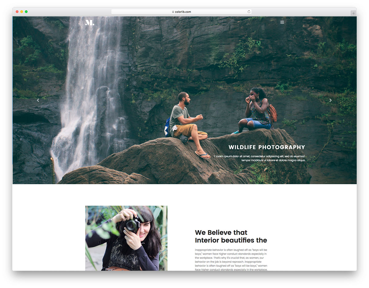 Modelo de site de fotografia grátis de fotografia