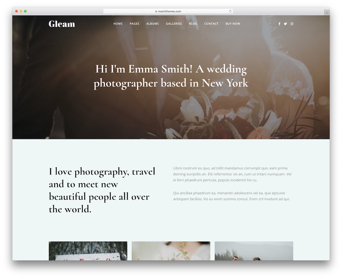 modelo de site de fotografia de brilho