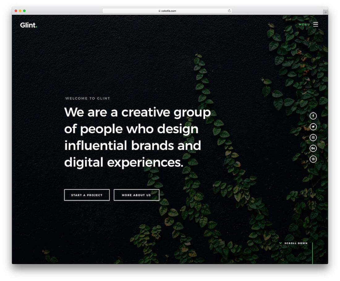 modelo de site de fotografia grátis glint