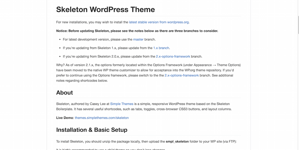 Szkielet Motyw WordPress