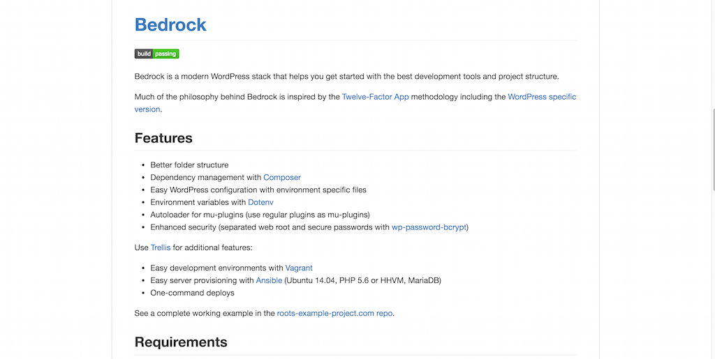 Roots bedrock WordPress boilerplate .