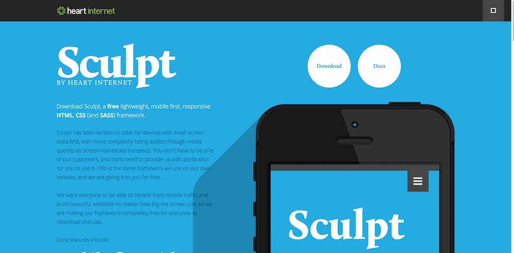 Sculpter. Un framework responsive gratuit de Heart Internet