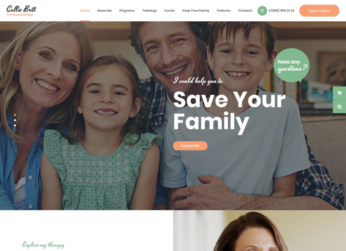 Callie Britt | Familienberatung Psychologie WordPress Theme
