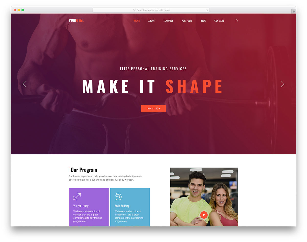 Modèle gratuit de ponigym