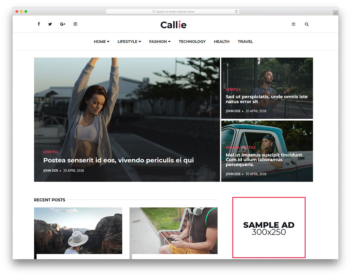 Modèle gratuit Callie