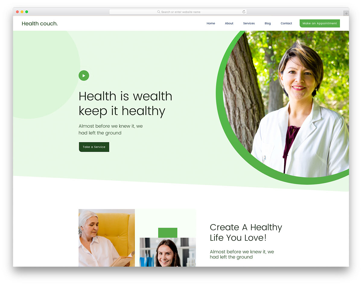 Kostenlose Gesundheitscouch-Vorlage