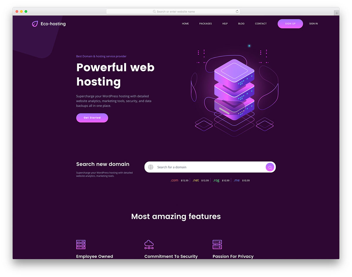 Kostenlose EcoHosting-Vorlage