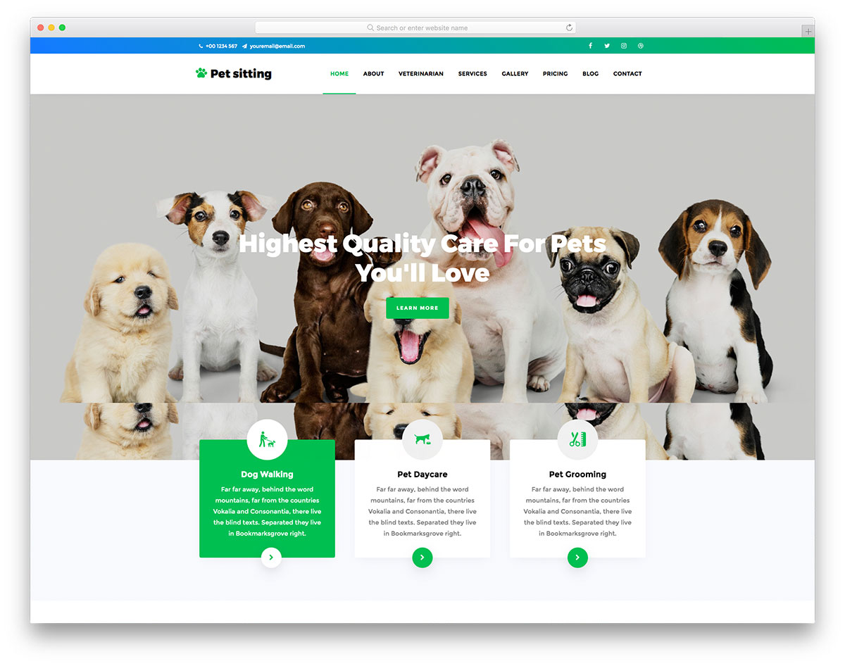 Modèle gratuit de garde d'animaux