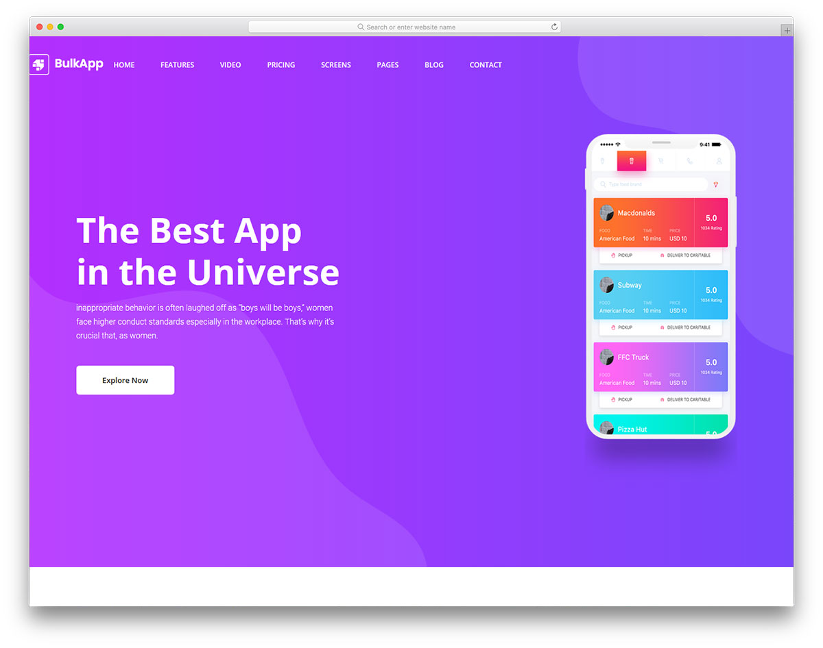 modèle gratuit d'application en vrac